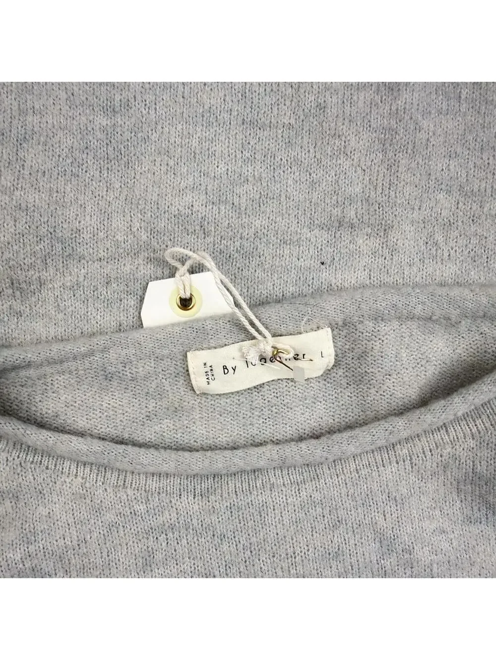 Bloomingdale's By Together Cropped Boat Neck Knit Sweater in Grey